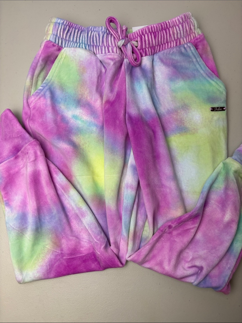 Dreamy Justice Active Tie-Dye Plush Jogger Pants - Pink Multi